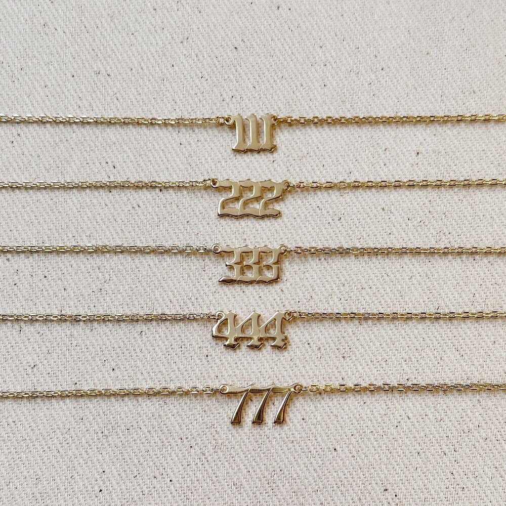 18K Gold Filled 444 Angel Number Necklace - Picture 3 of 6